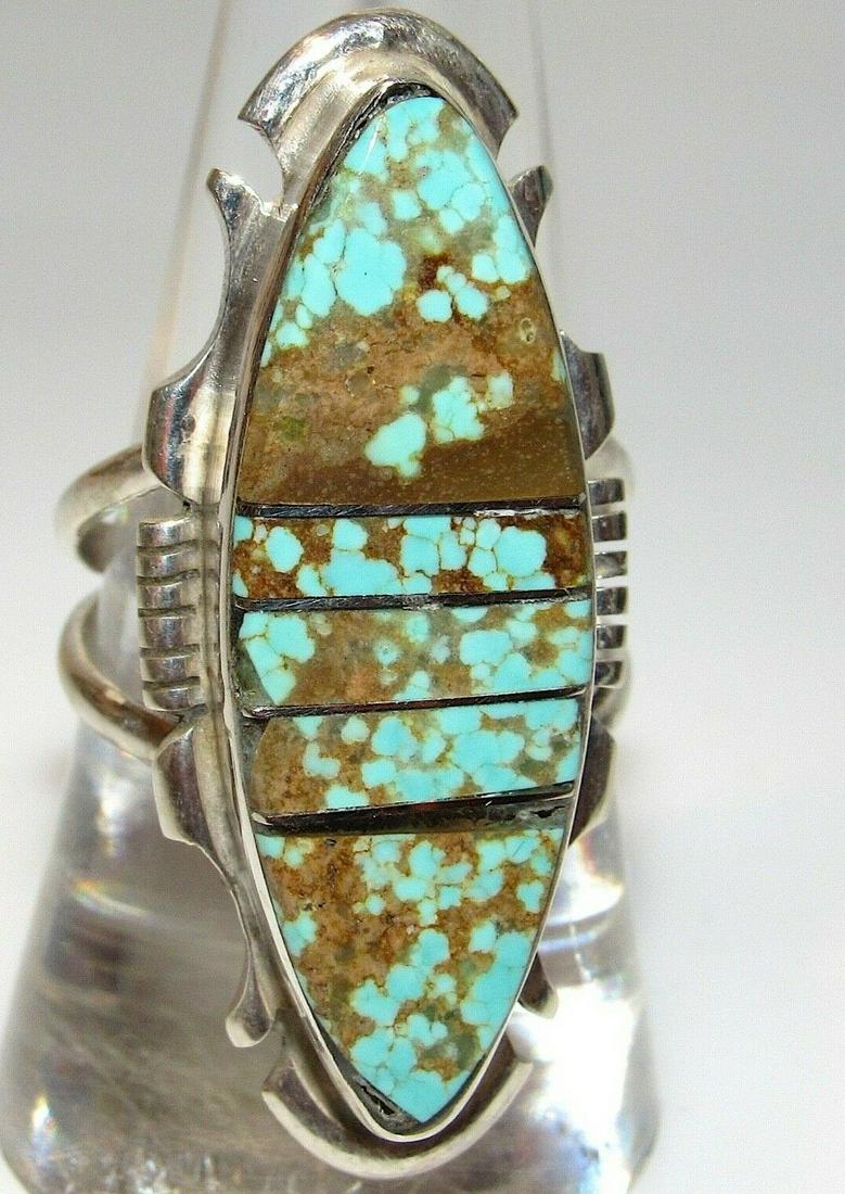 Navajo Number 8 Inlay Ring Size 9 Sterling Silver (1 of 4)