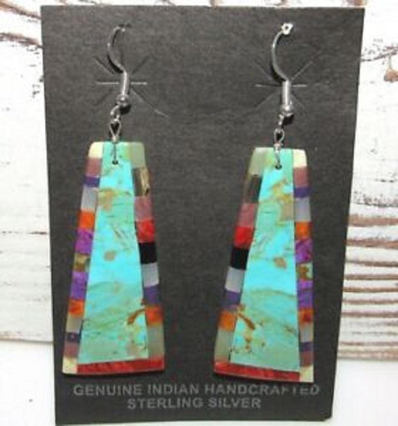 Santo Domingo Turquoise Slab Earrings Sterling Silver V (1 of 3)