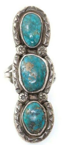 Old Pawn Navajo Turquoise Statement Ring Size 6.5 Sterling Silver Native Vintage (1 of 5)