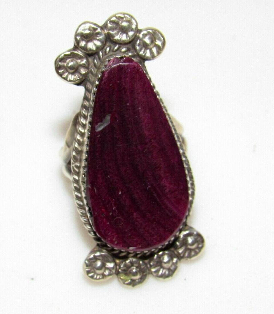 Navajo Purple Spiny Ring Size 6 Sterling Silver Native American Signed (1 of 8)