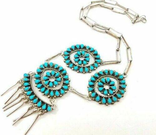 VTG Zuni Sleeping Beauty Turquoise Sterling Silver Necklace Native American (1 of 4)