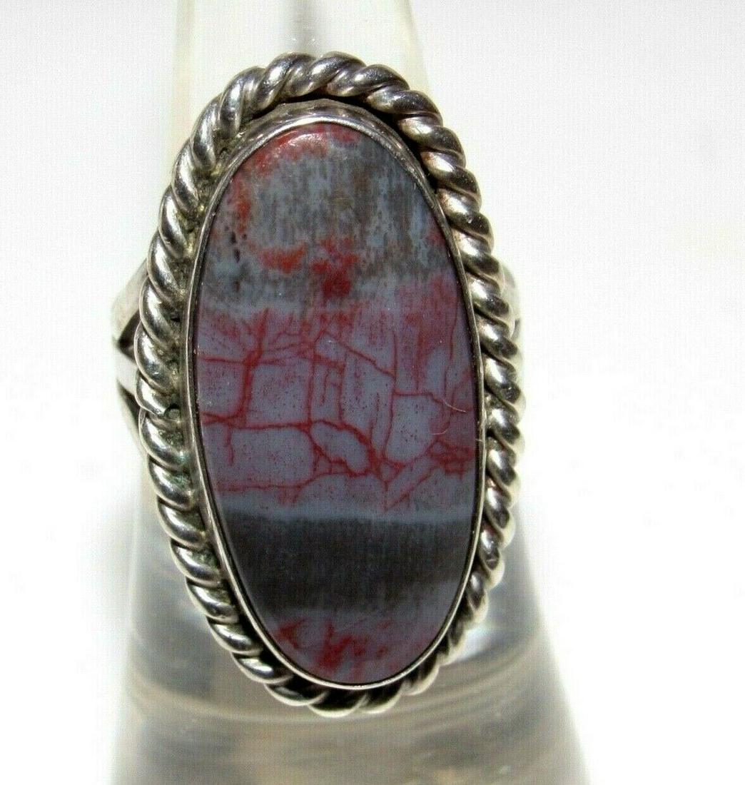 Old Pawn Navajo Petrified Wood Ring Size 6 Sterling Silver Native Vintage (1 of 5)