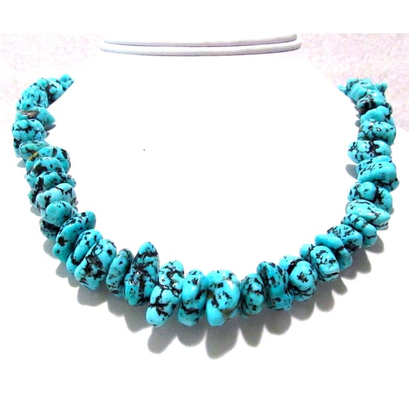 Navajo Sleeping Beauty Turquoise Nugget Necklace 18" Sterling Silver N Garcia (1 of 7)