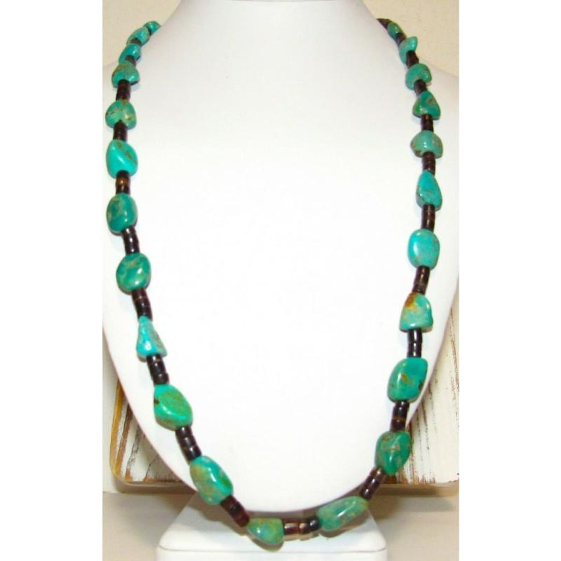 Navajo Heishi Necklace Turquoise Nugget Rolled Pen Shell Native American (1 of 5)