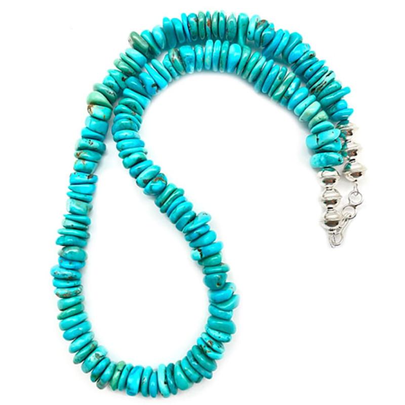 Navajo Royal Blue Mine Turquoise Heishi Necklace 19" Sterling Silver (1 of 5)