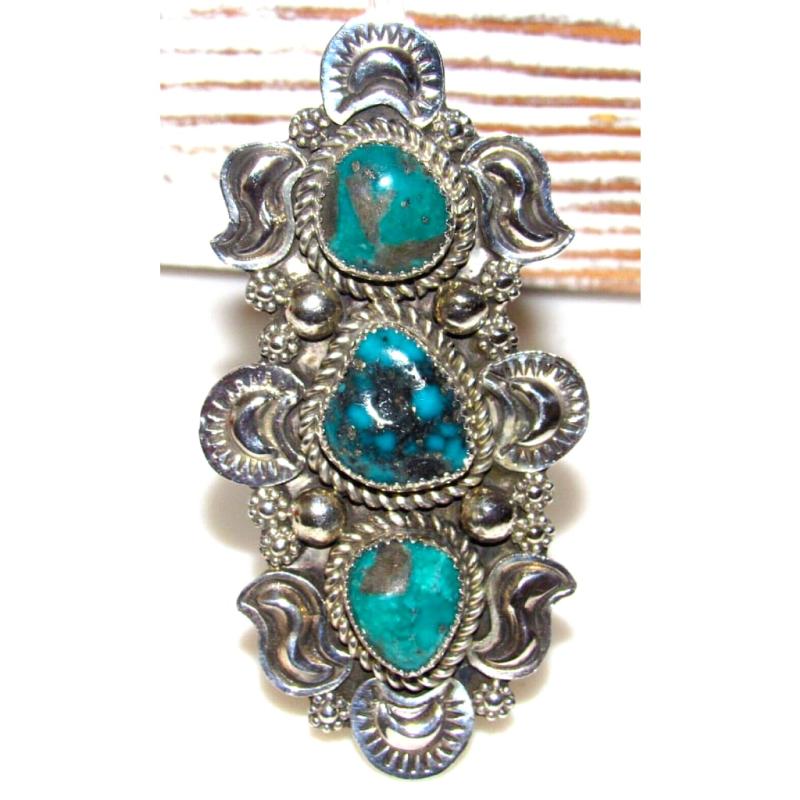 Massive Navajo Kingman Turquoise Statement Ring Size 7 Sterling C. Etsitty (1 of 7)