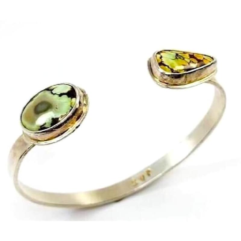 Vintage Signed 925 Sterling Silver Southwestern Green Turquoise Cuff Bracelet (1 of 7)