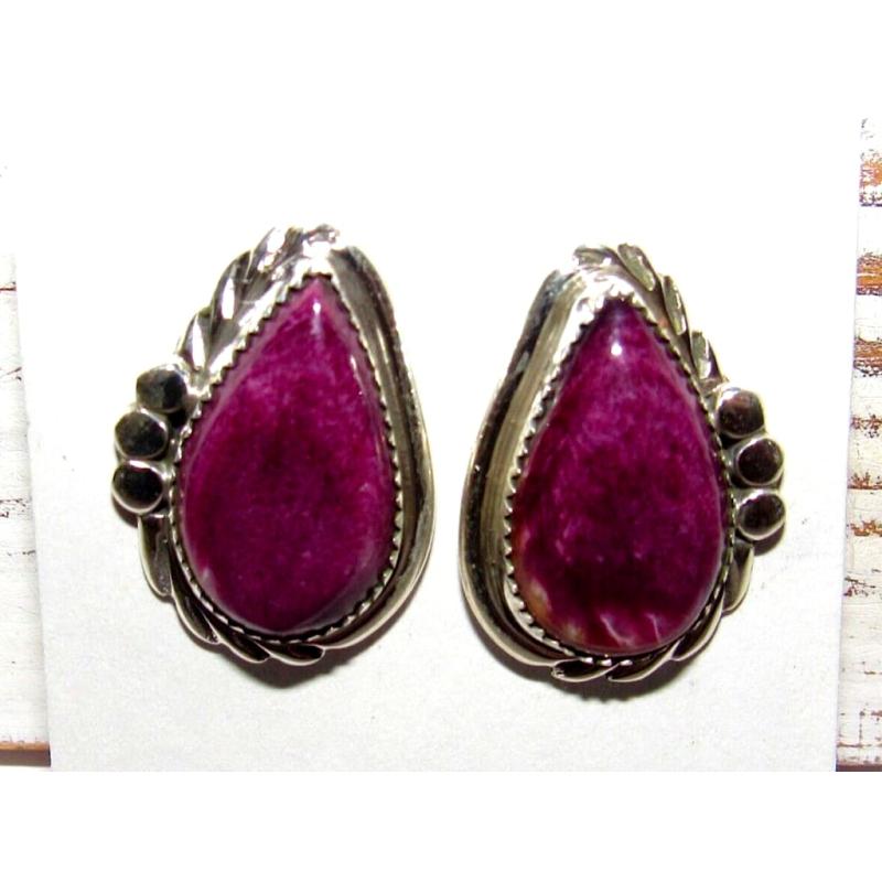 Navajo Purple Spiny Stud Earrings Sterling Silver Native American Yazzie (1 of 4)