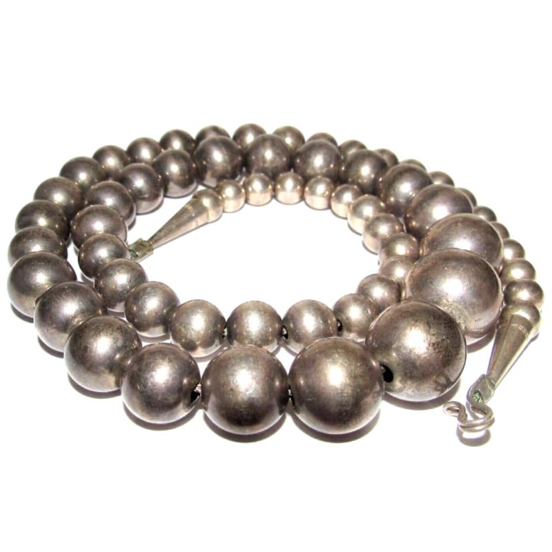 VTG Navajo Pearls Necklace Graduated Beads Sterling Silver 22"L (1 of 6)
