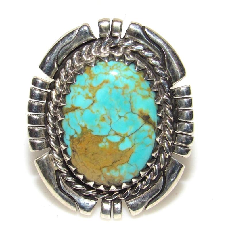 Navajo Royston Turquoise Ring Size 9 Adjustable Sterling Silver R Platero (1 of 6)