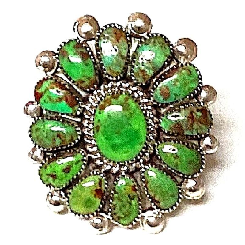 Navajo Emerald Valley Turquoise Cluster Ring Size 8 Native American (1 of 4)