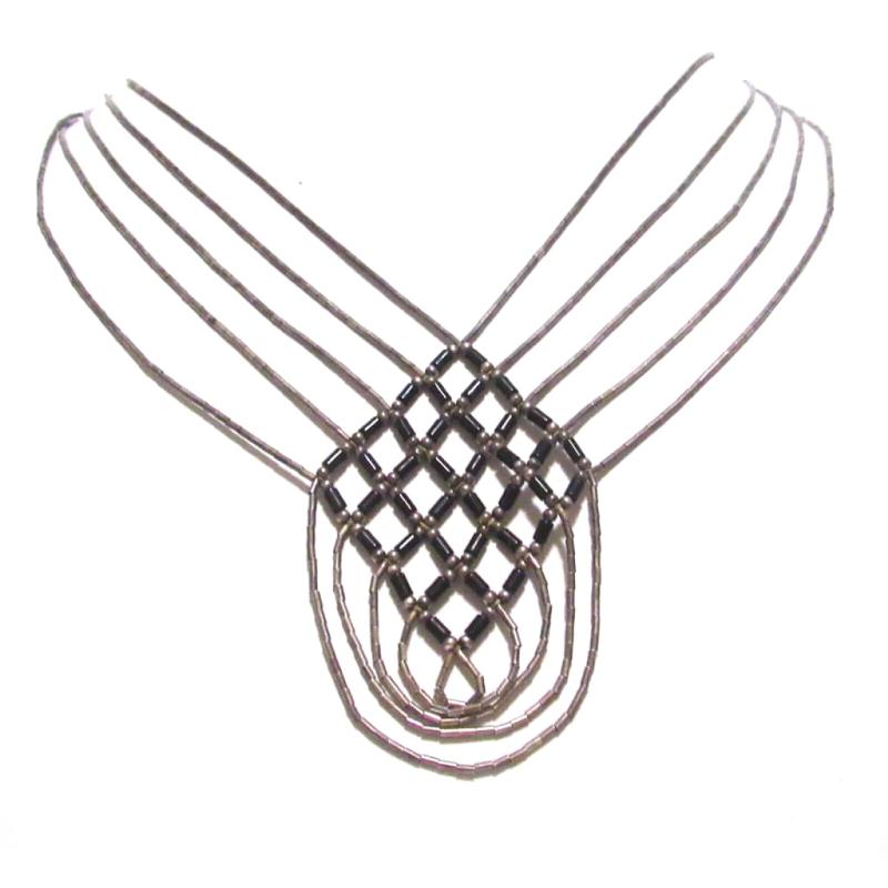 VTG Navajo Liquid Silver Jet Onyx Necklace Sterling Silver Native American (1 of 3)