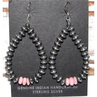 Navajo Pearls Earrings Sterling Silver Pink Conch Shell Native American (1 of 2)