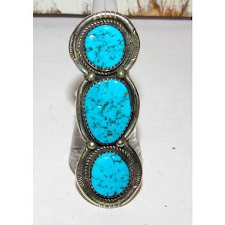 Massive Navajo Kingman Turquoise Ring Size 8 Sterling Native American Signed (1 of 6)