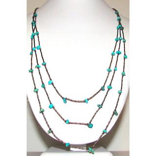 VTG Zuni Liquid Silver Turquoise Nugget Necklace Sterling Silver Native (1 of 5)