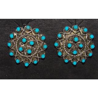 Zuni Snake Eye Turquoise Post Stud Earrings Sterling Silver Native American (1 of 4)