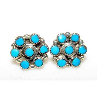 Zuni Turquoise Small Cluster Post Earrings Snake Eye Design (1 of 3)