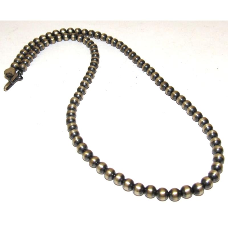 Navajo Pearls Necklace 4mm Sterling Silver Beads Necklace 18"L (1 of 3)