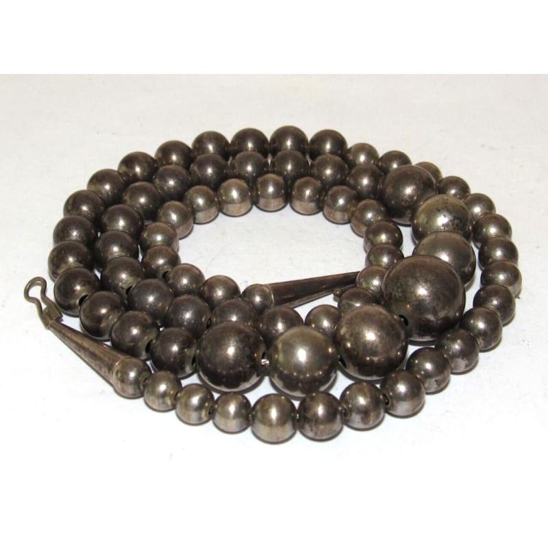 VTG Navajo Pearls Necklace Graduated Beads Sterling Silver 25"L (1 of 5)