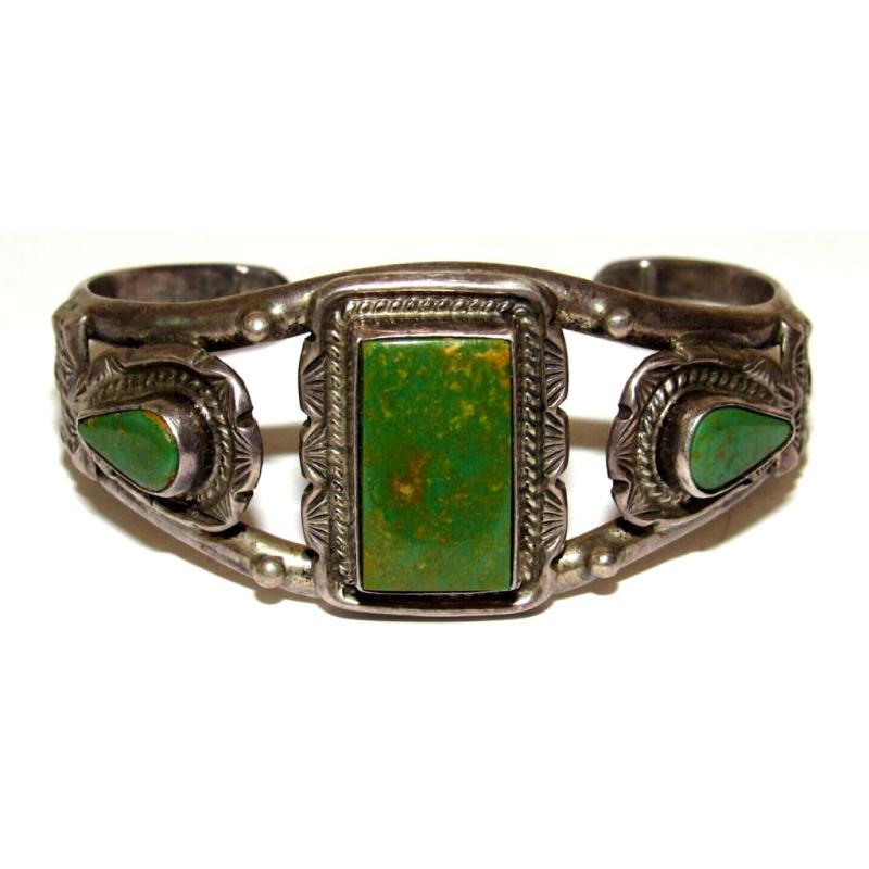 Old Pawn Navajo Cerrillos Turquoise Cuff Bracelet Ingot Sterling Silver Native (1 of 6)