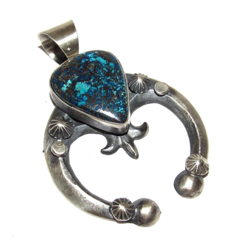 Massive Navajo Naja Pendant Blue Gem Mine Turquoise Sterling Chimney Butte 57G (1 of 6)