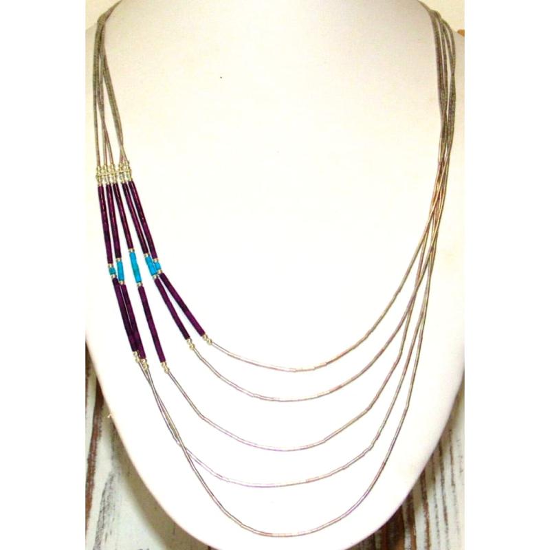 VTG Navajo Liquid Silver Sugilite Necklace Sterling Silver Native American (1 of 4)