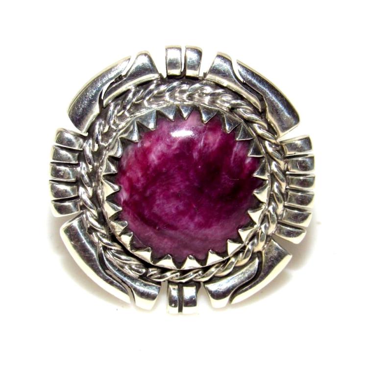 Navajo Purple Spiny Ring Size 8 Adjustable Sterling Silver R Platero (1 of 6)