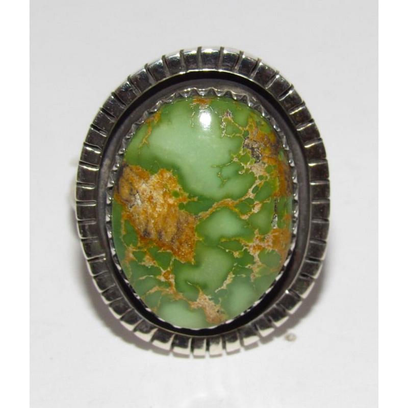 Navajo Royston Green Turquoise Ring Size 7 Sterling Silver Native American (1 of 6)