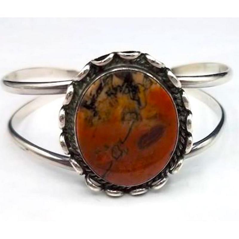 Old Pawn Navajo Petrified Wood Cuff Bracelet Sterling Silver Sherry Sandoval (1 of 5)