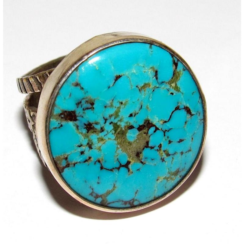 Navajo Number 8 Turquoise Ring Sz 10 Sterling Silver Native American Signed (1 of 5)