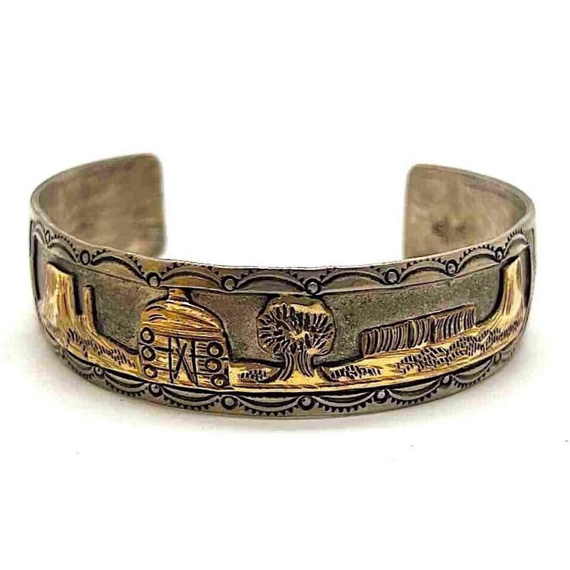 VTG Navajo Sterling Silver 12K Storyteller Cuff Bracelet A. Maloney (1 of 6)
