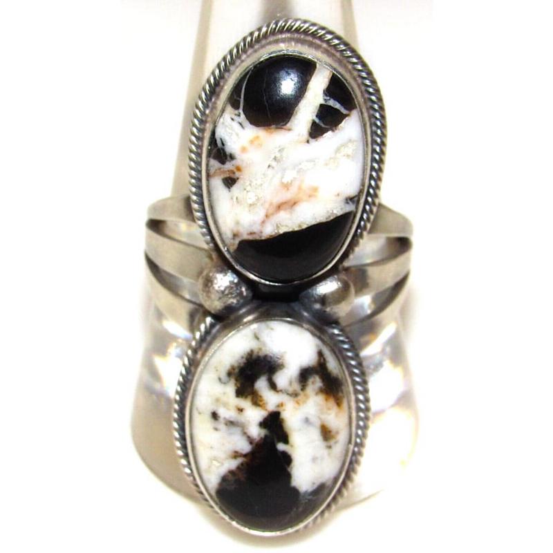 Navajo White Buffalo Statement Ring Sz 10 Sterling Silver Tom Loy (1 of 7)