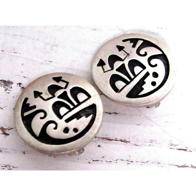 VTG Hopi Clip On Earrings Sterling Silver Old Pawn Native American (1 of 4)
