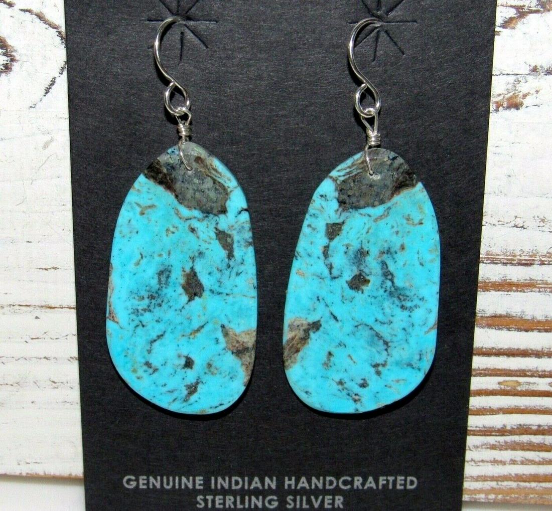 Santo Domingo Turquoise Slab Earrings L Lovato (1 of 4)