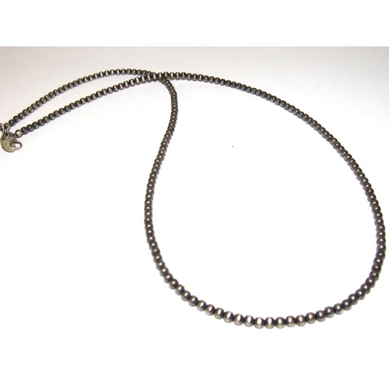 Navajo Pearls Necklace Sterling Silver Choker Necklace 22"L: Stunning 3mm Navajo pearls necklace. Measures about 22" long. Gorgeous, elegant & timeless piece that is sure to complement any outfit. Wonderful gift for anyone or yourself! :)
