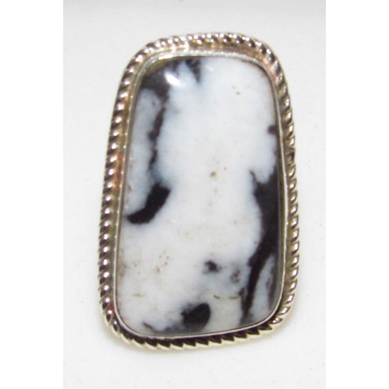 Navajo White Buffalo Ring Sz 7 Sterling Silver M. James (1 of 5)