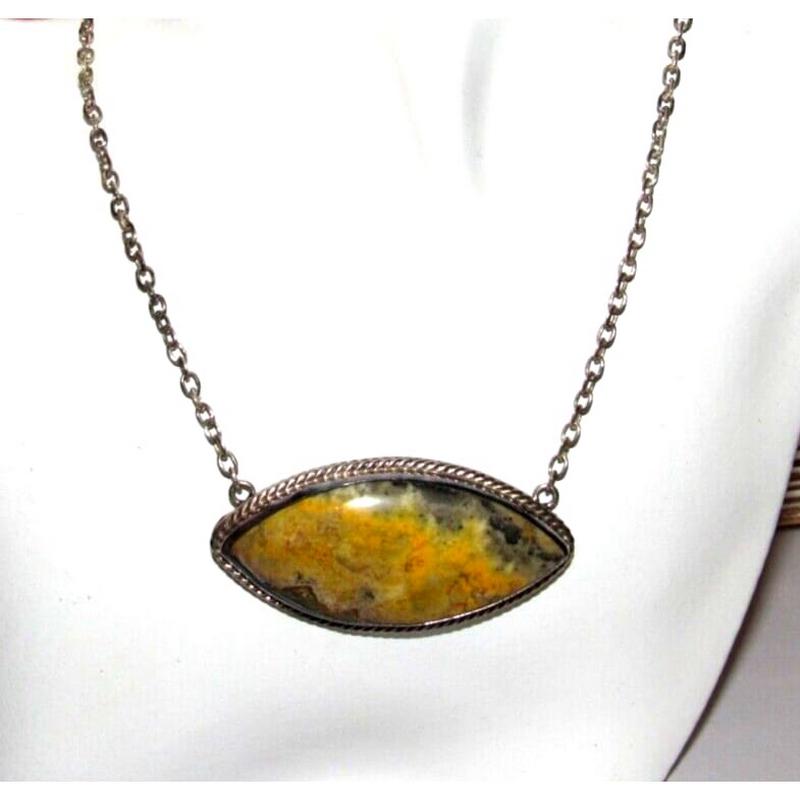 Navajo Sterling Bumblebee Jasper Bar Necklace Sterling Silver Scott Skeets (1 of 4)