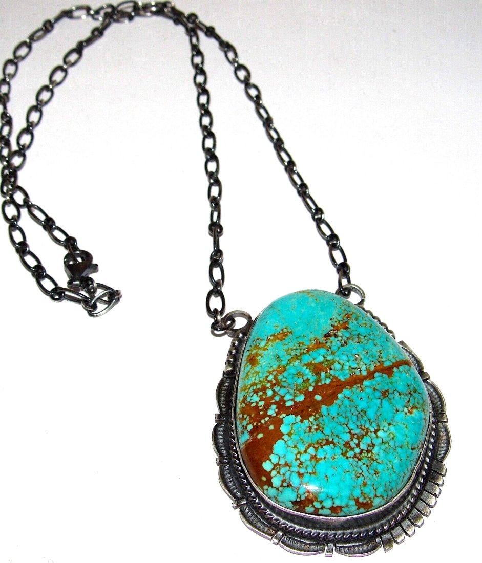Massive Navajo Number 8 Turquoise Necklace Sterling Silver M. Vandiver (1 of 6)