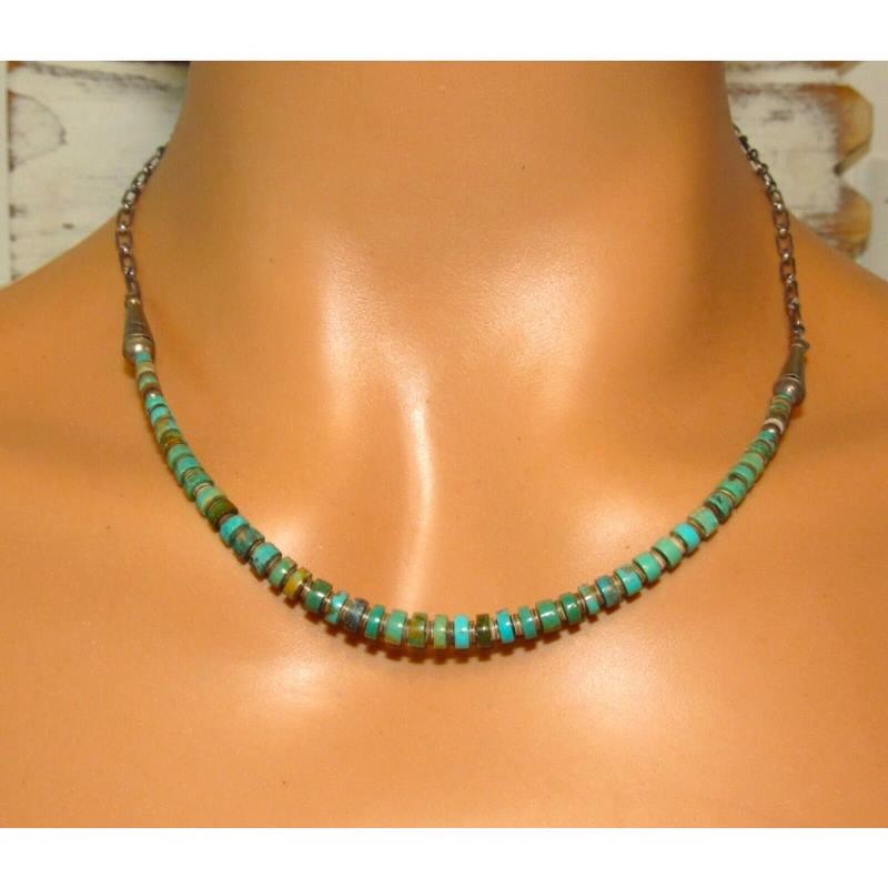 VTG Navajo Turquoise Choker Necklace Native American 18L Native American (1 of 4)