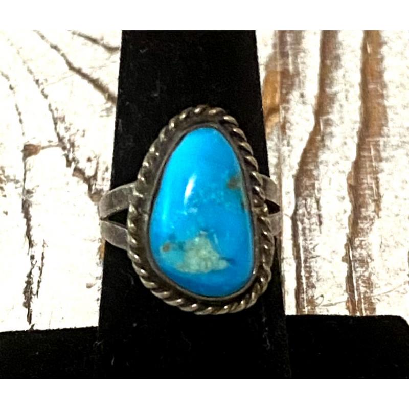 VTG Navajo Kingman Turquoise Ring Size 7 Sterling Silver Native Vintage (1 of 4)