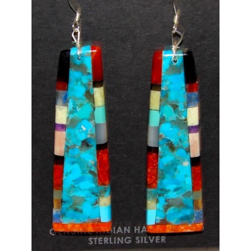 Santo Domingo Turquoise Slab Earrings Sterling Silver V Tortalito (1 of 3)