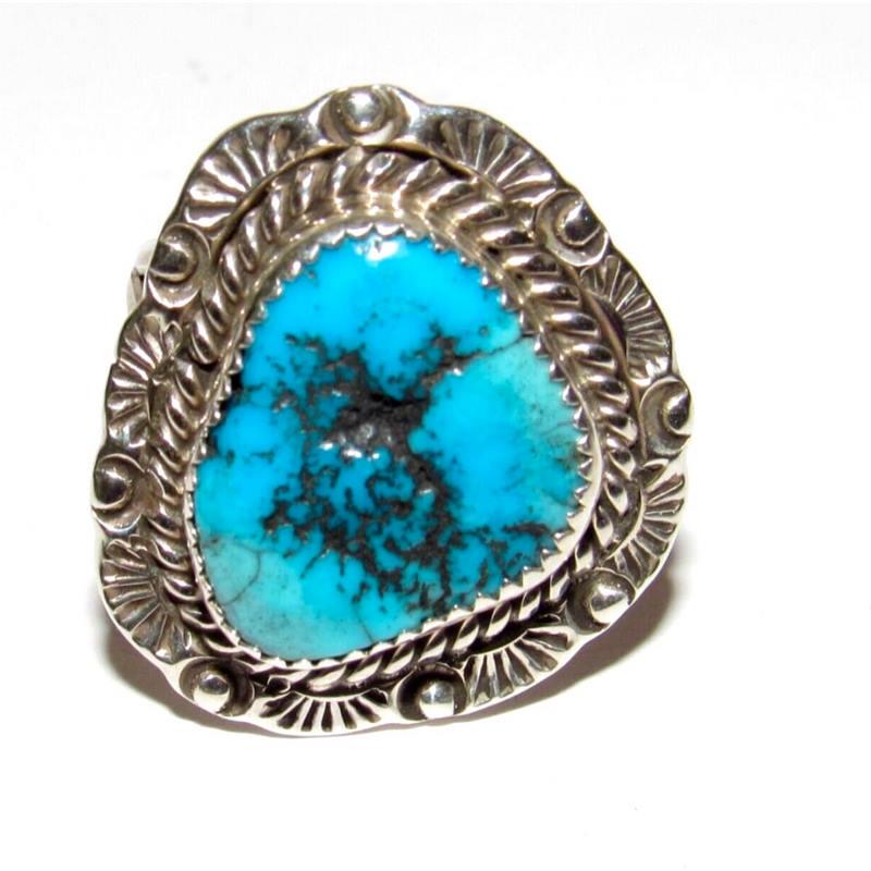 Navajo Kingman Turquoise Ring Sz 9 Sterling Silver Native American Signed (1 of 6)