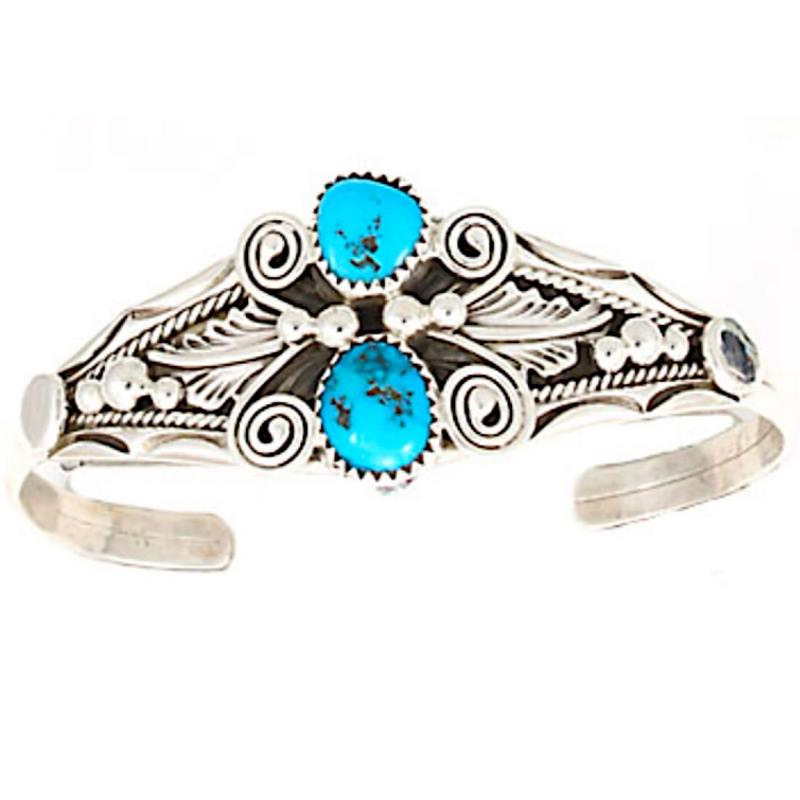 Navajo Turquoise Butterfly Cuff Bracelet Sterling Silver L. Mccray
