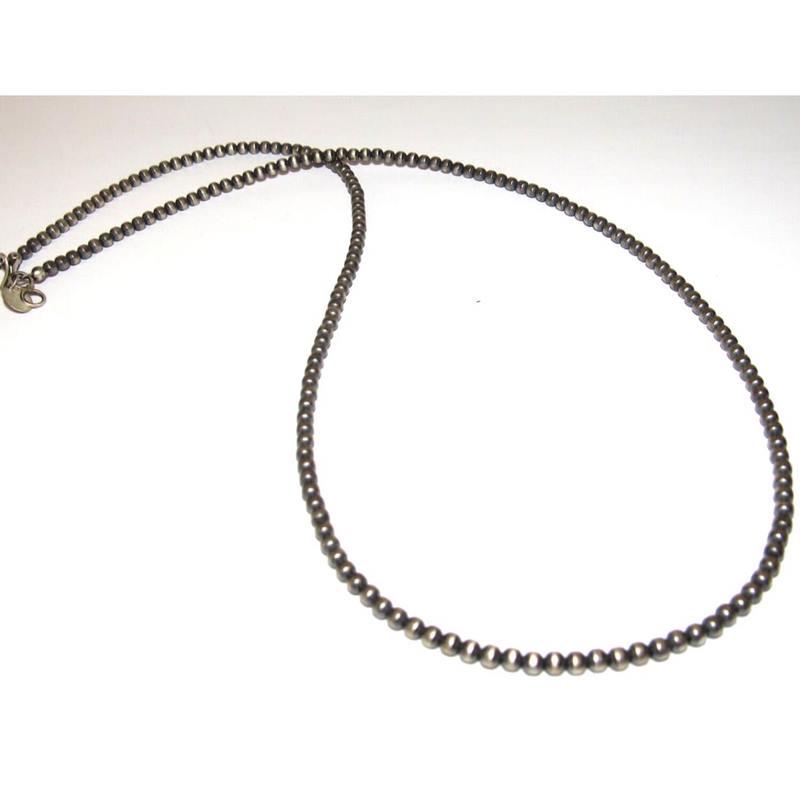 Navajo Pearls Necklace Sterling Silver Choker Necklace 22"L: Stunning 3mm Navajo pearls necklace. Measures about 22" long. Gorgeous, elegant & timeless piece that is sure to complement any outfit. Wonderful gift for anyone or yourself! :)