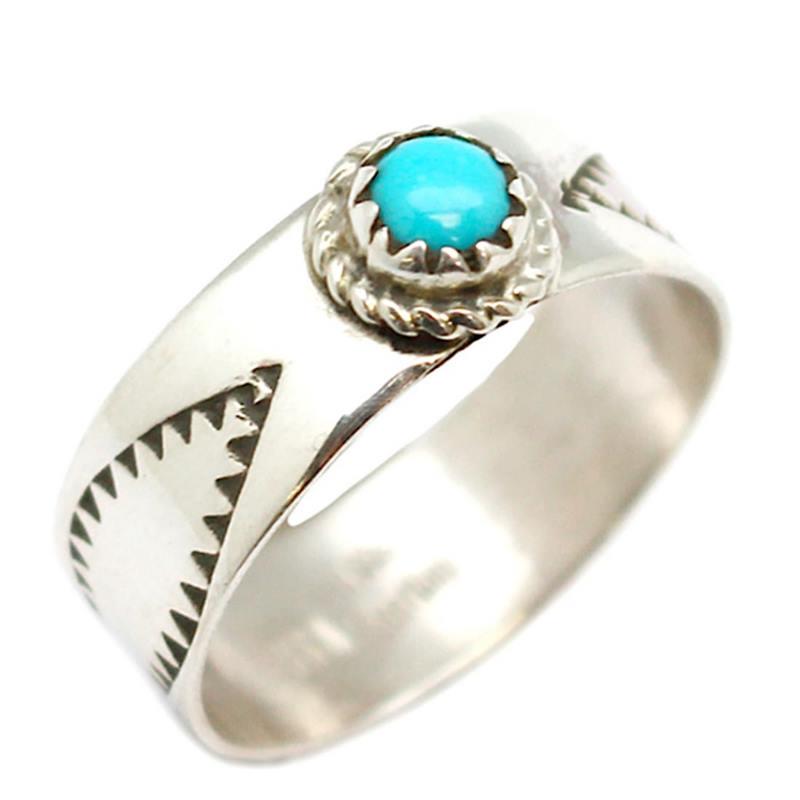 Navajo Turquoise Band Thumb Ring Size 10 Sterling Silver Native American: For your consideration is this wonderful Navajo sterling silver and Sleeping Beauty mine turquoise thumb ring in size 10. Hand stamped design on the band. Fab statement piece!