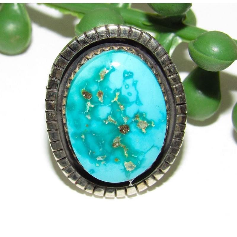 Navajo Sonoran Gold Turquoise Ring Sz 6 Sterling Silver Signed (1 of 4)