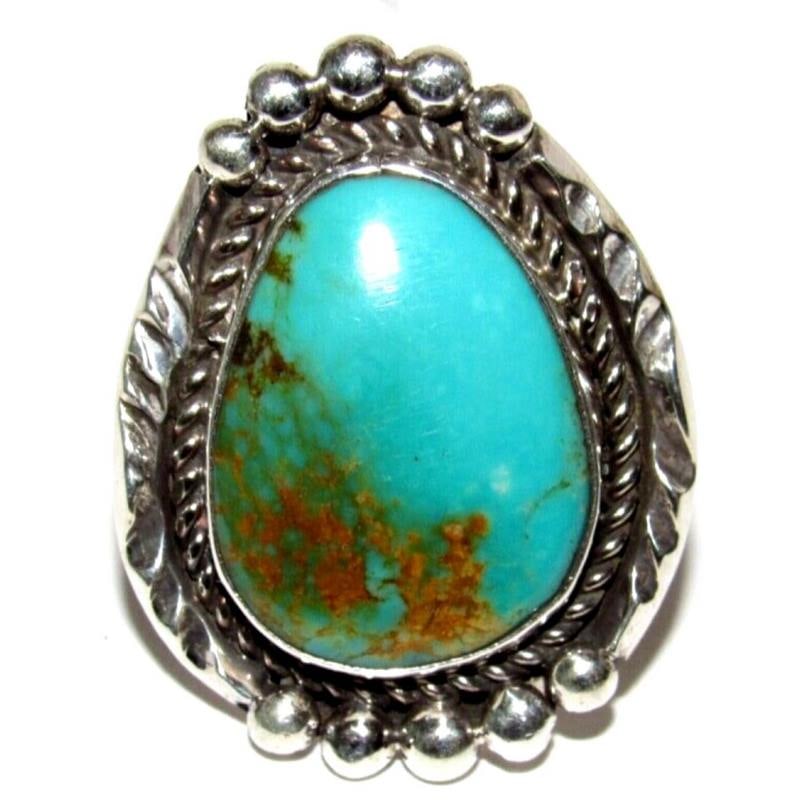 Navajo Royston Turquoise Ring Sz 8.5 Sterling Silver Phil Yazzie (1 of 5)
