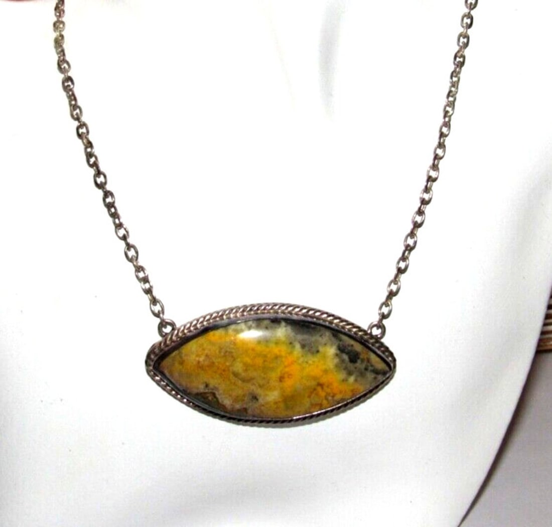 Navajo Sterling Bumblebee Jasper Bar Necklace Sterling Silver Scott Skeets (1 of 4)