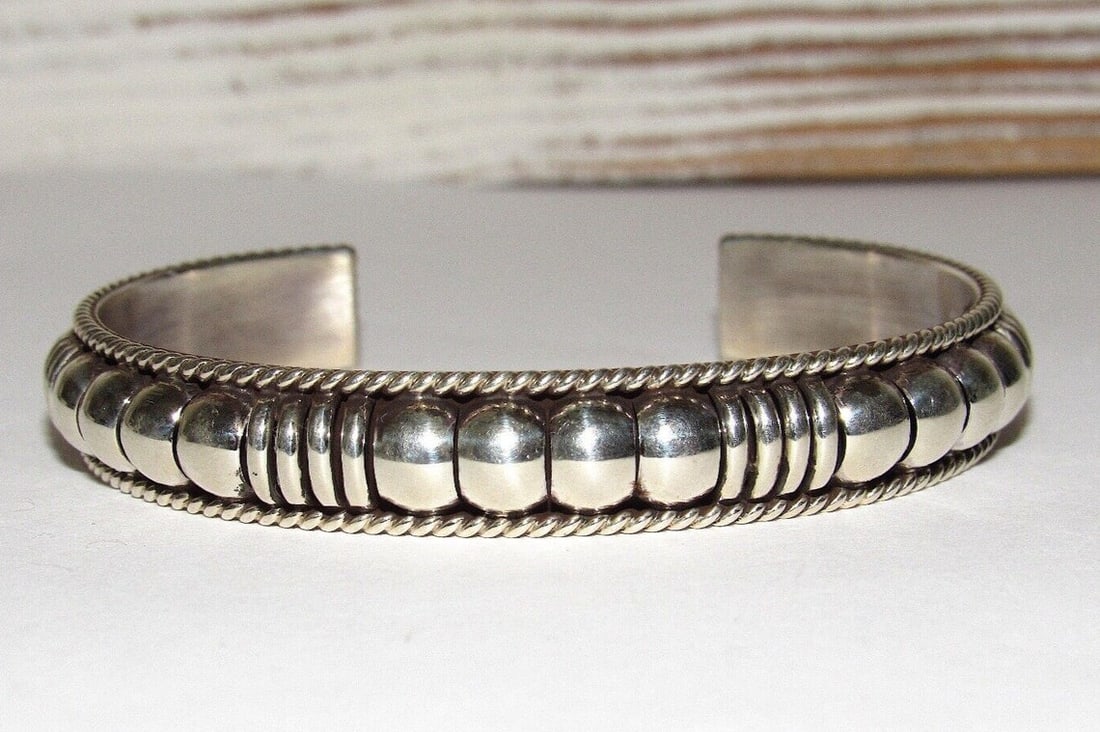 Navajo Sterling Silver Cuff Bracelet Thomas Charley Native