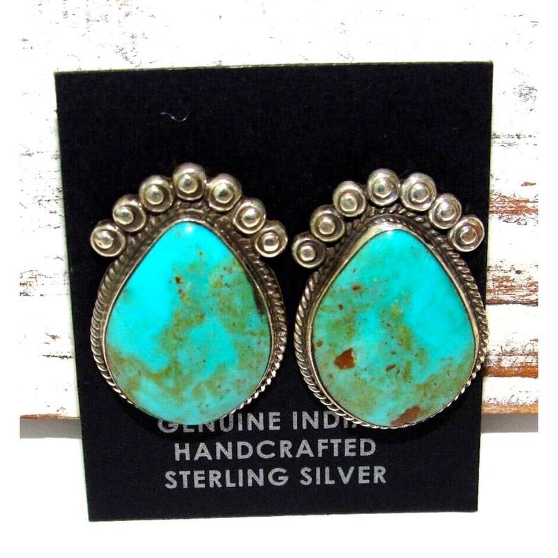 Navajo Gem Grade Royston Turquoise Post Earrings P. Yazzie (1 of 2)